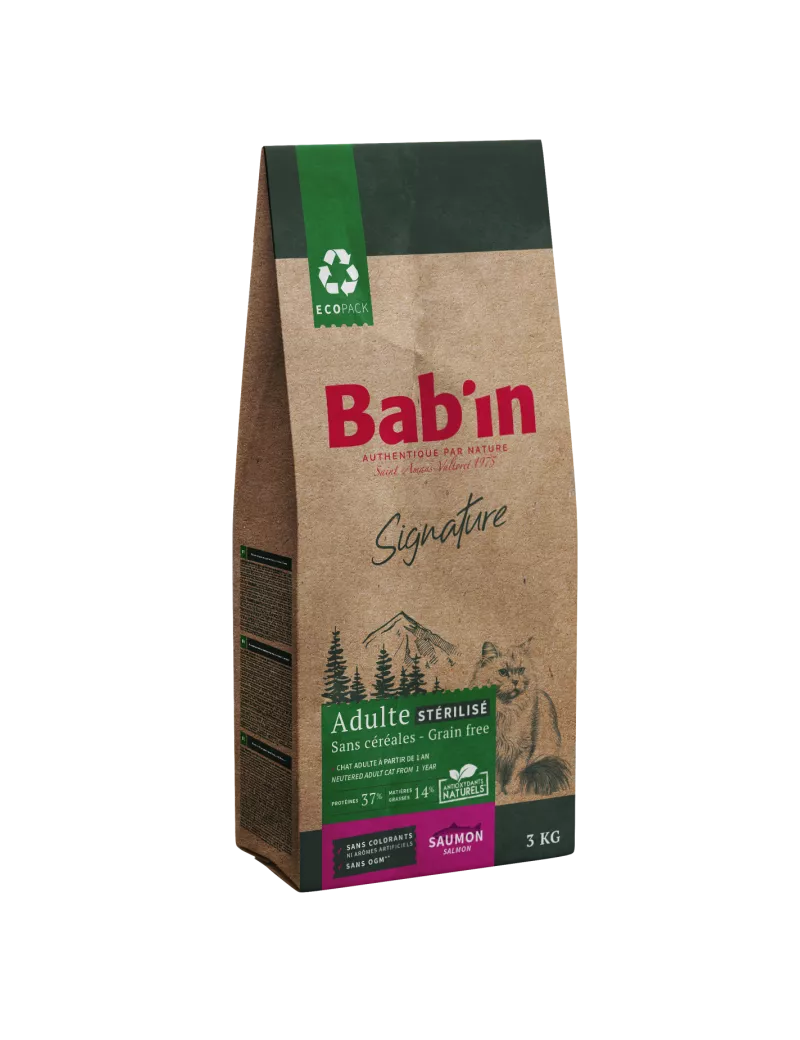  BAB'IN SIGNATURE CHAT ADULTE STERILISE SANS CEREALES SAUMON 3 KG